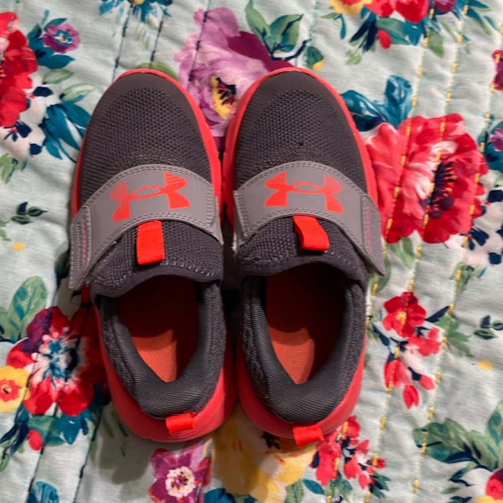Under Armour Kids' Charcoal and Bright orange sneakers